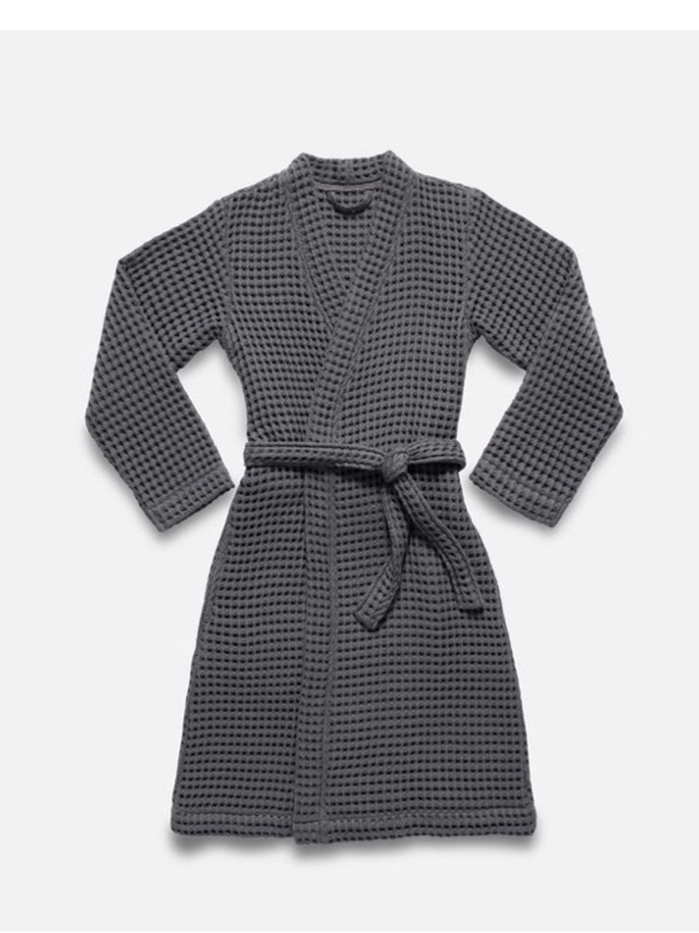 Brooklinen Gray Waffle Knit Robe - Picture 2 of 9